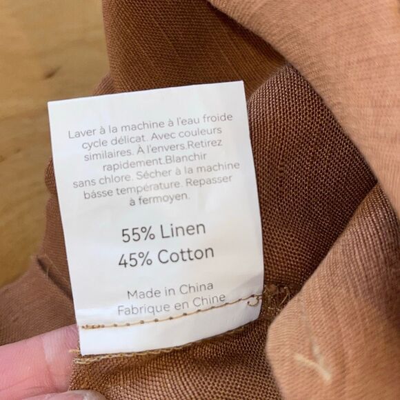 Lintico Womens Pleated Front Elastic‎ Back Waist Linen Blend Shorts Rust XL - Picture 4 of 7